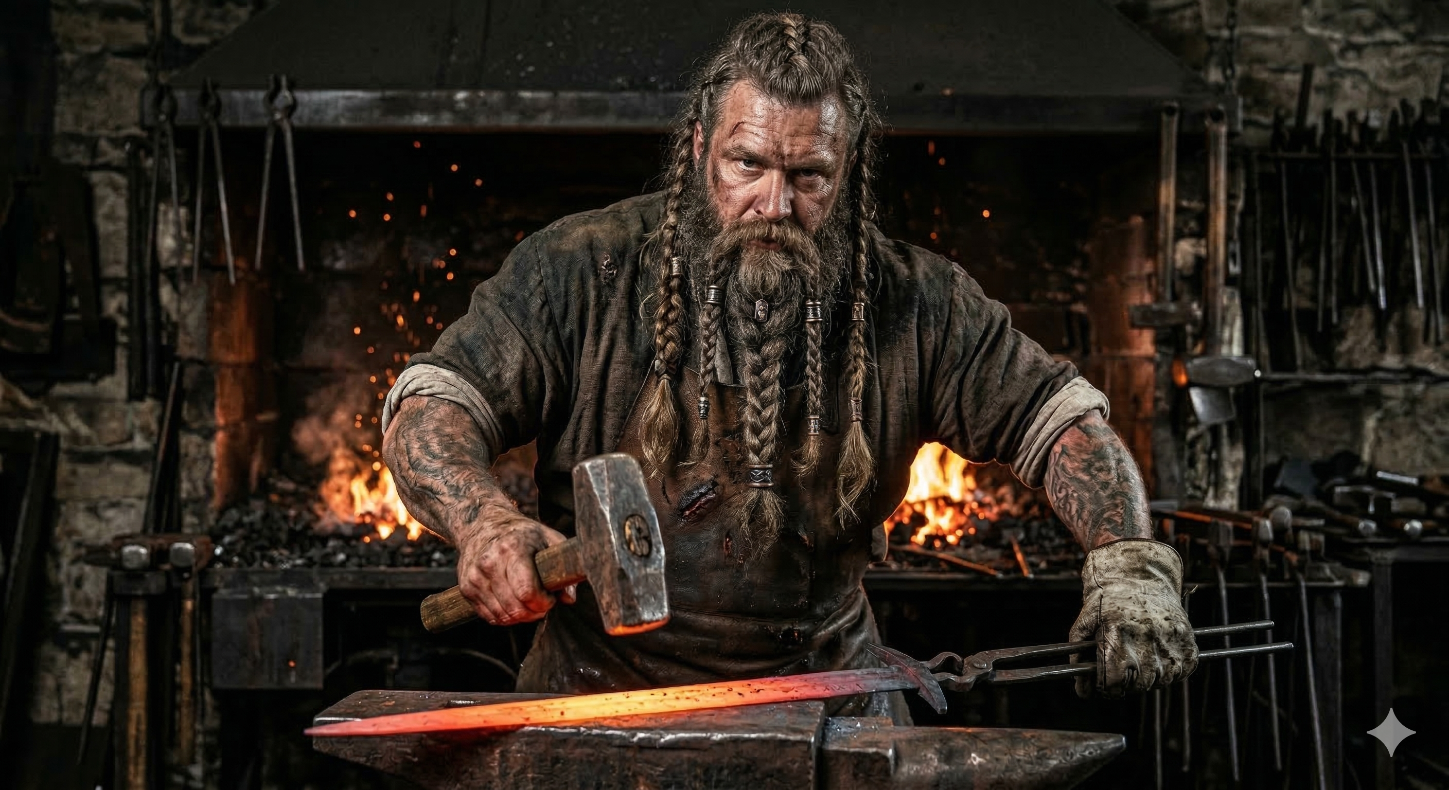 Ferreiro trabalhando na forja